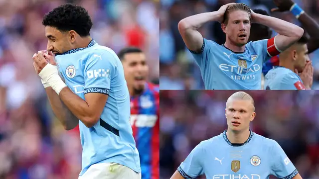 Man City player ratings vs Crystal Palace: A terrible way for Kevin De Bruyne to bow out! Belgian wasted in deep role while Omar Marmoush spurns crucial penalty in shock FA Cup final defeat